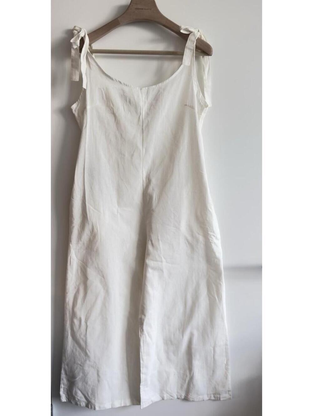 Luckliva White Cotton Tie Strap Jumpsuit Size Large Beach Cover Up NWT
